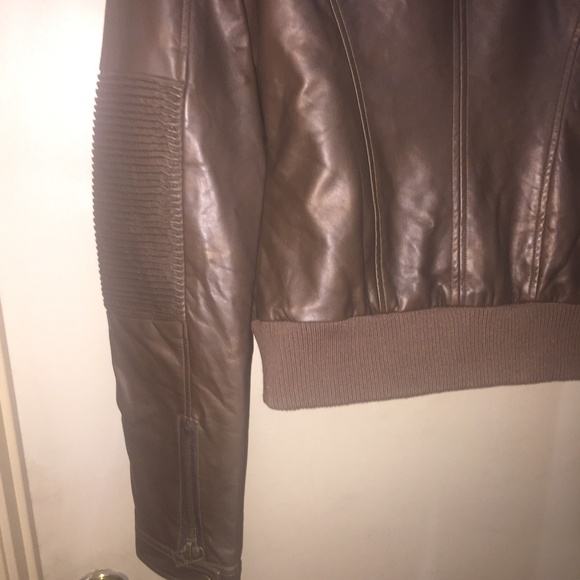 Miss Me Faux Leather Moto Zip Jacket SZ S Brown - Picture 5 of 8